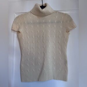 Ralph Lauren 100% cashmere Cream Cable Knit Turtleneck Sweater